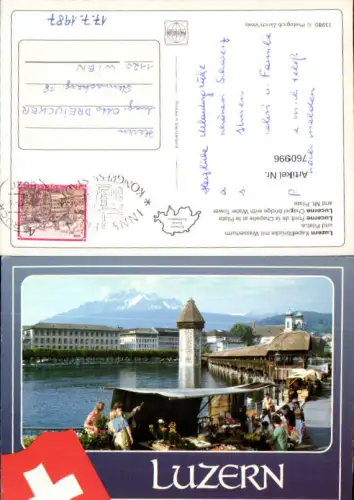 760996 Luzern Kapellbrücke Wasserturm Mt. Pilatus Luzern Switzerland