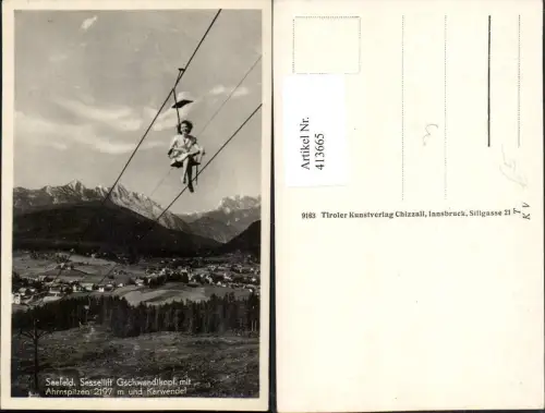 413665,Seefeld Totale Sessellift Gschwandtkopf m. Ahrnspitzen Bergkulisse