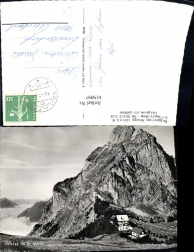 619897,Foto Ak Berggasthaus Holzegg m. Gr. Mythen Rickenbach