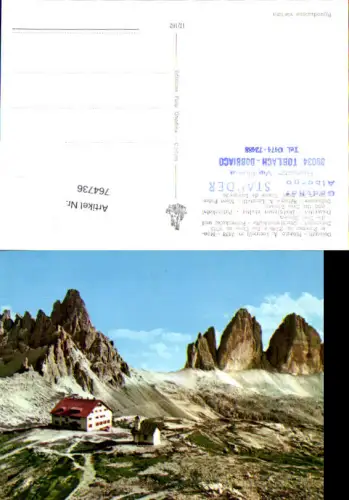 764736 Toblach Dolomiten Dreizinnenhütte Paternkofel Trentino Bozen Südtirol Italy