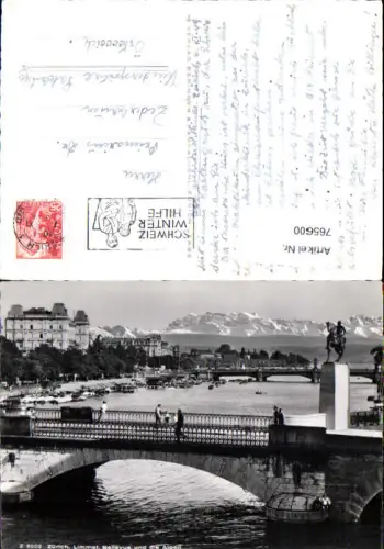 765600 Zürich, Limmat, Bellevue und die Alpen Bez. Zürich Switzerland