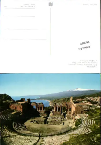 766088 Taormina Il Teatro greco-romano mit dem Ätna und der Bucht von Naxos Messina Italy