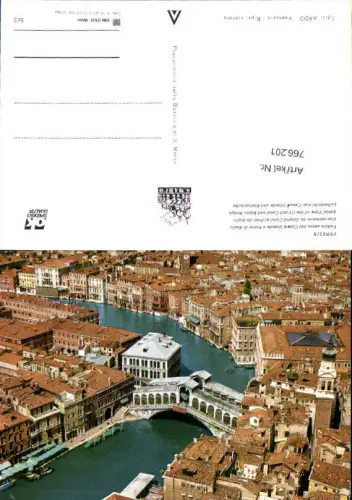 766201 Venedig Canal Grande und Rialtobrücke Venedig Italy