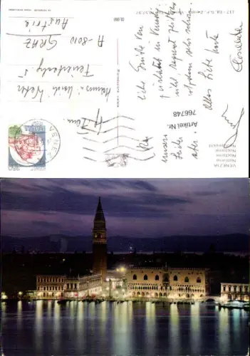 766748 Venedig Dogenpalast und Campanile bei Nacht Venedig Italy