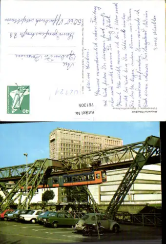 761305 Wuppertal-Elberfeld Schwebebahn Glanzstoffhochhaus VW Käfer Auto Oldtimer