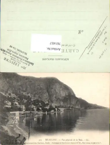761457 Beaulieu Vue générale de la Baie Nice France