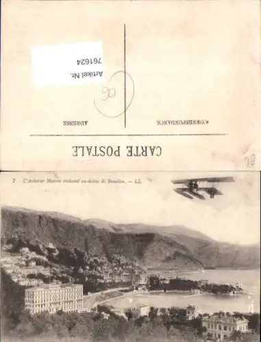 761624 Beaulieu L'Aviateur Molron Alpes-Maritimes France Aviatik Monoplan