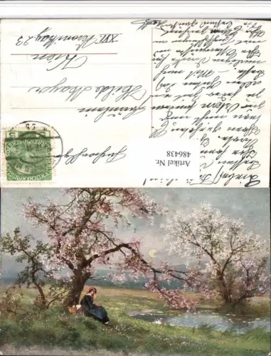 486438,Theo Stroefer 1434 Künstler A. Kaufmann Landschaft Baumblüte