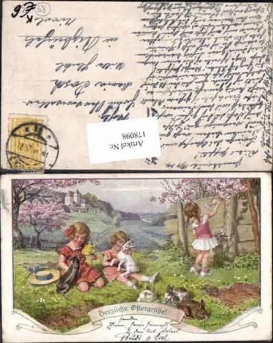 178098,Künstler AK H. Schubert Ostern Kinder Hase Tolle AK