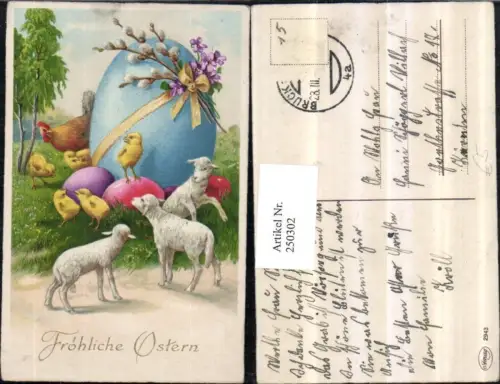 250302,Ostern Ostereier Ei Veilchen Palmkätzchen Schleife Küken Hahn Schafe Lämmer