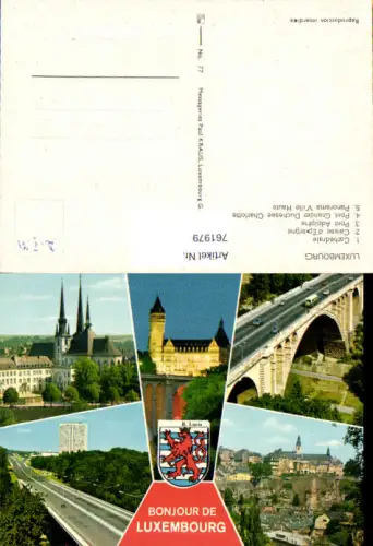 761979 Luxemburg, Cathedrale, Caisse d'Epargne, Pont Adolphe, Pont Grande Duchesse Charlotte, Panorama Ville Haute Luxemburg Luxembourg