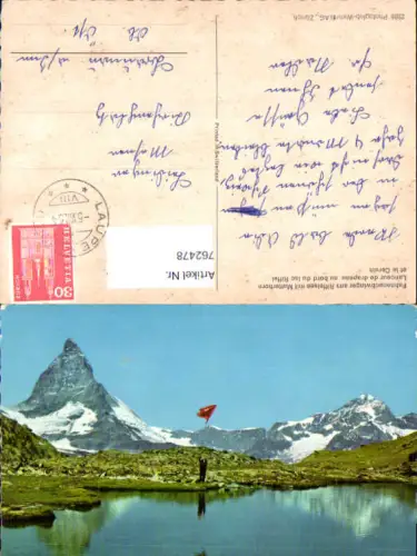 762478 Zermatt Fahnenschwinger am Riffelsee Matterhorn Bez. Visp Switzerland