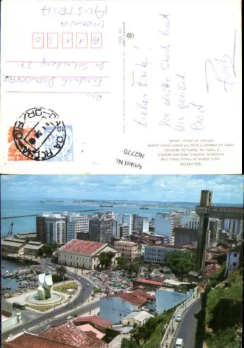 762770 Salvador, Vista Aérea da Praça Cairú com Elevador Lacerda, Mercado Modelo e Fonte da Rampa do Mercado Bahia Brazil