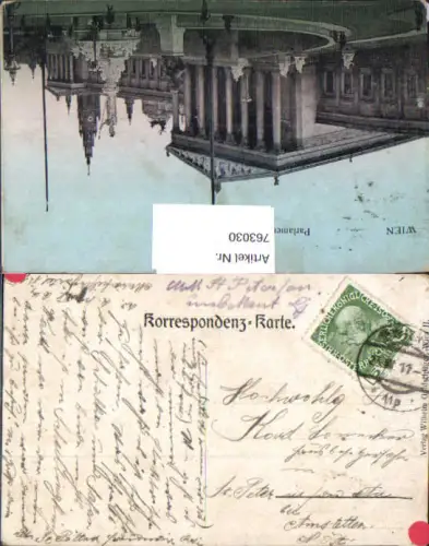 763030 Wien Parlament gel St. Peter in der Au 1911 Postkarte