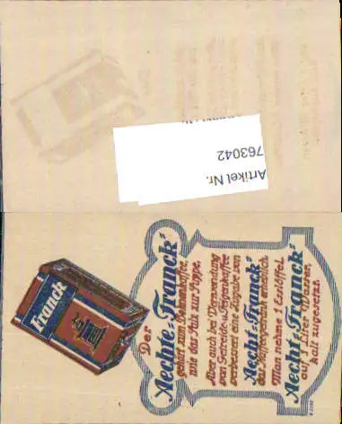 763042 Reklame Beleg Franck Kaffee Zucker