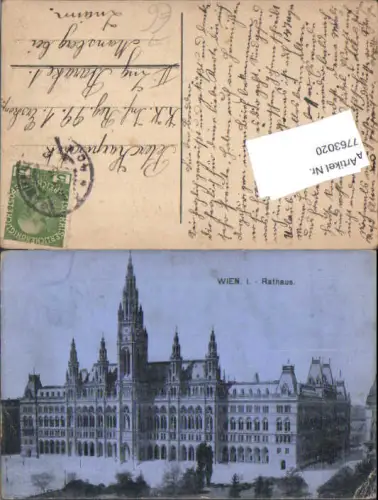 763020 Wien Rathaus feldpost WK1 gel Mansberg Znaim