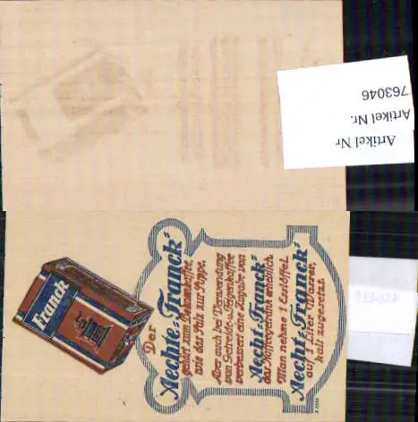 763046 Reklame Beleg Franck Kaffee Zucker