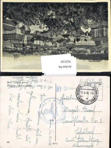 SS-Feldpost gel Fohnsdorf Wachbataillon Böhmen Mähren Brno Brünn Okres Brno-město Czech Republic