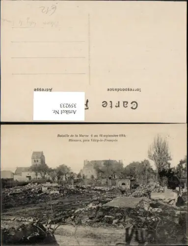359233,Champagne-Ardenne Marne Bataille 1914 Blesmes pres Vitry-le-Francois Zerstörung