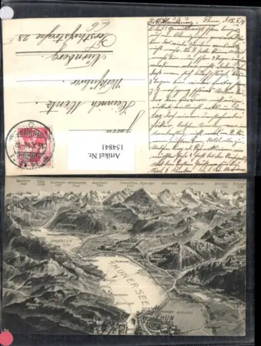 154841,Thunersee Lagekarte 1914 Kt Bern