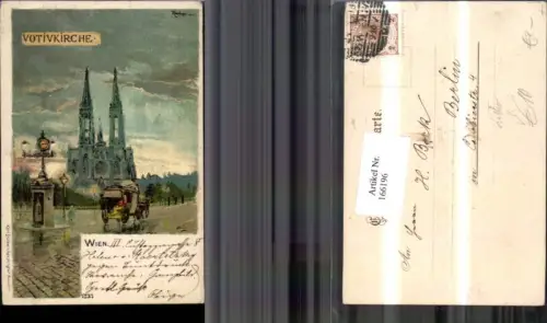 166196,Wien 9 Alsergrund Votivkirche Litho pub Karl Stücker sign Rosenberger
