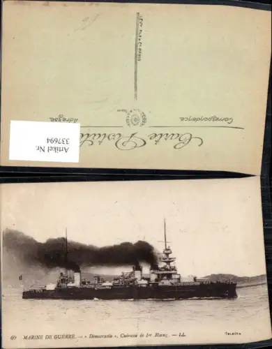 337694,Schiff Kriegsschiff Marine Marine de Guerre Democratie Cuirasse de 1er Rang