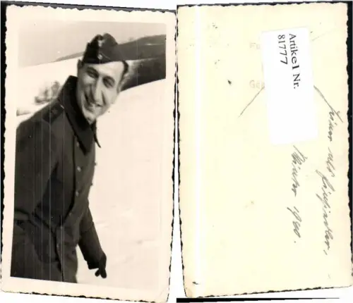 81777,WW2 Foto Soldat Kappe Uniform Mantel Winter 1941