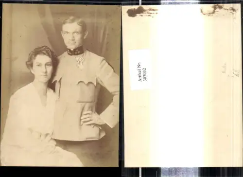 303032,Foto WW1 Soldat Uniform Orden m. Frau pub H. Schieberth Wien