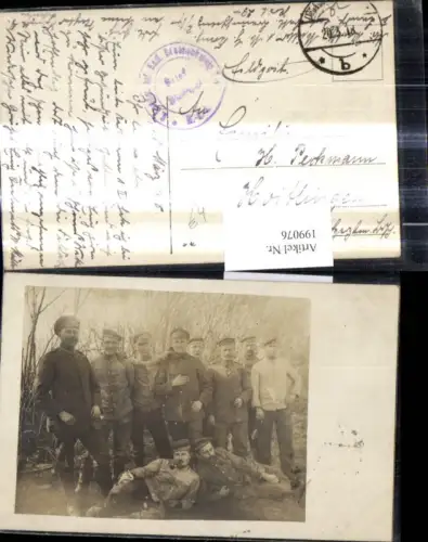 199076,Foto Ak WW1 Soldaten Uniform Rauchen Pfeife