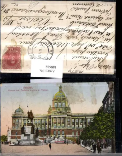 188688,Prag Praha Museum kral Ceskeho a socha sv Vaclava Gebäude Denkmal