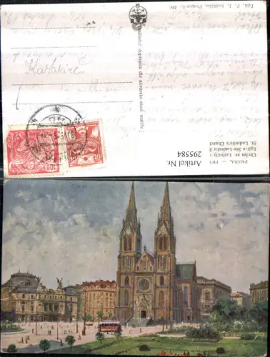 295584,Künstler AK J. Jachyma Prag Praha Chram sv Ludmily na Kral Vinohradech Kirche
