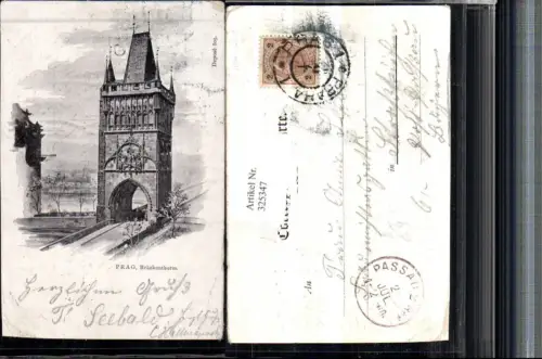 325347,Künstler AK Prag Praha Brückenturm Turm