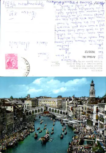 763372 Venedig Historische Regatta und Rialtobrücke Venedig Italy
