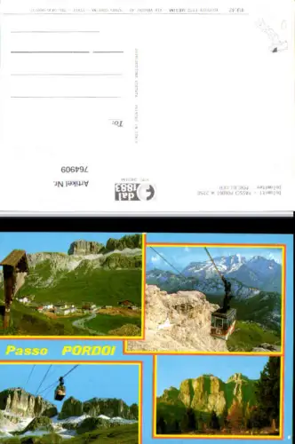 764909 Passo Pordoi Pordoijoch Dolomiten Seilbahn Trient Belluno Italy