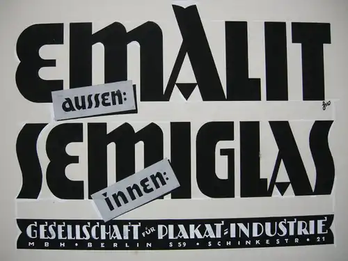 Hans Wehnert Graphiker Leipzig Emalit Plakat-Industrie Orig Entwurf 1930