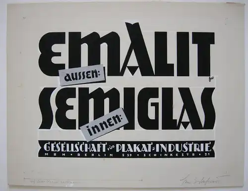 Hans Wehnert Graphiker Leipzig Emalit Plakat-Industrie Orig Entwurf 1930