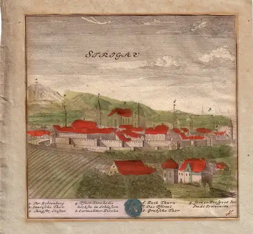 Strzegom Striegau Polen Schlesien Slask Swidnica Kupferstich F. B. Werner 1740