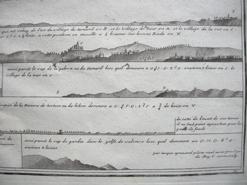 Küstenprofile Barcelona Valencia Espana Orig Kupferstich Jacques Ayrouard 1730 3