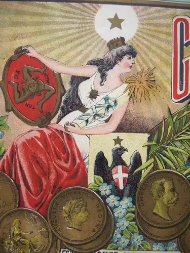 Plakat Di Cola's finest Sicily Macaroni Chromolithografie 1880 Palermo Pasta