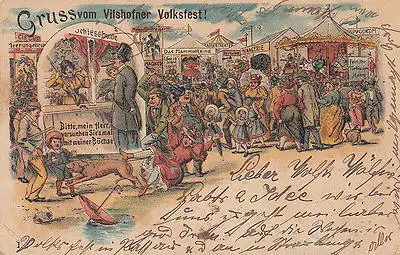 AK Vilshofen Volksfest Niederbayern Kirmes Litho gel 1906