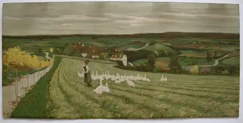 Paul Hey  Gänseliesl romant Landschaft Orig Farblithografie 1930