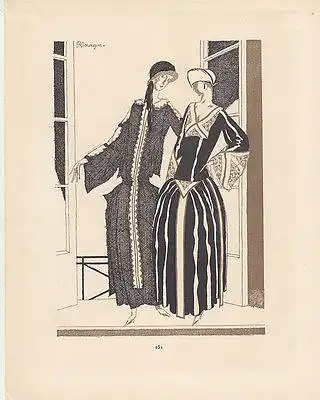 Am Balkon Pochoir Gazette de Bon Ton 1922 Mode ART DECO P. Mourgue
