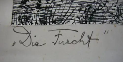 Wilhelm Hiepert "Die Furcht" Orig Federzeichnung 1961 signiert Kaufbeuren