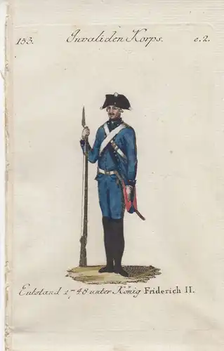 Uniformen Preußen Invaliden Korps Kolor Orig Kupferstich 1790