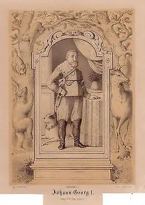 Johann Georg I. Kurfürst von Sachsen Orig Lithographie um 1850 A. Pretzsch