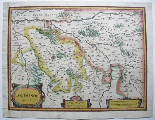 Loudun Poiton-Charentes Frankreich France kolor Kupferstichkarte 1627