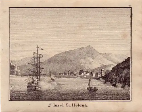 St. Helena Napoleon Lithographie 1850 England Afrika