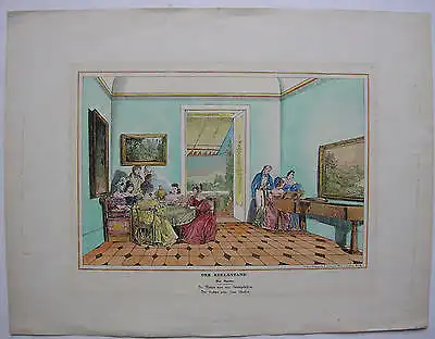 Der Adelsstand Genredarstellung kolor Orig Lithographie Wien 1835