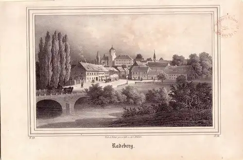 Radeberg Sachsen Dresdner Heide Kreidelithographie von C. Müller  1840