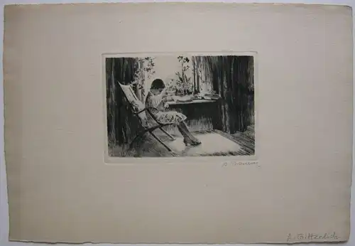 Albert Bitterlich (1871-1960) Damenportrait Orig Radierung 1921 signiert